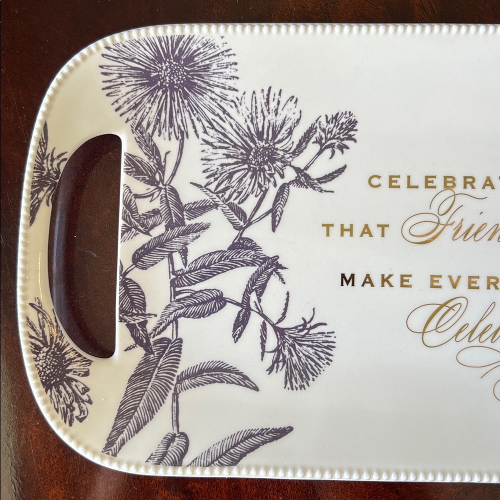 NIB Grasslands Road Elegant Gold & Brown Cheese Tray Platter
